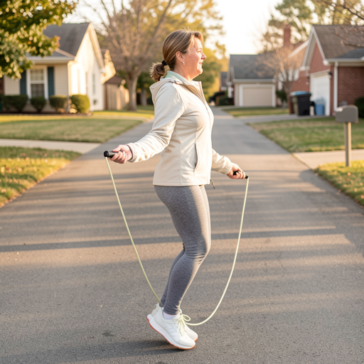 woman jumping rope indoors