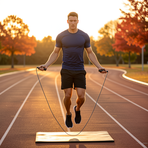 man jumping rope outdoors
