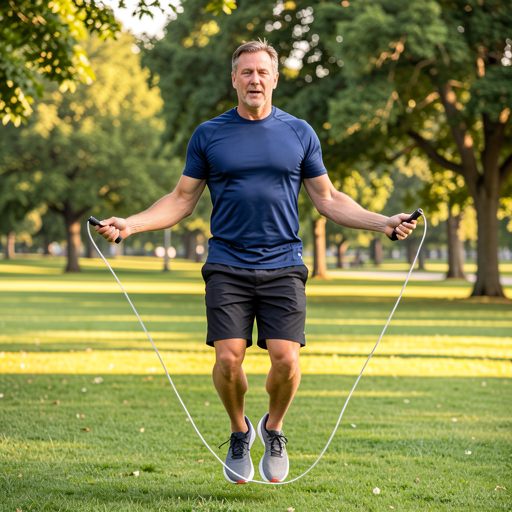 man jumping rope outdoors