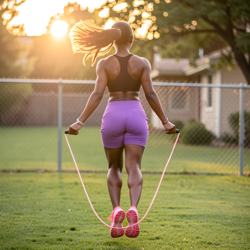 woman jumping rope outdoors