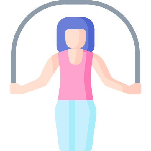 woman in blue pants jumping rope