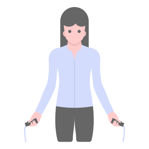 woman jumping rope with blue sweater